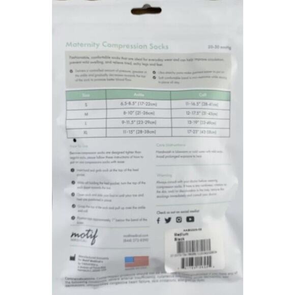 Motif Medical Women's Medium Black 20-30 mmHg Maternity Compression Socks NWT - Picture 2 of 4